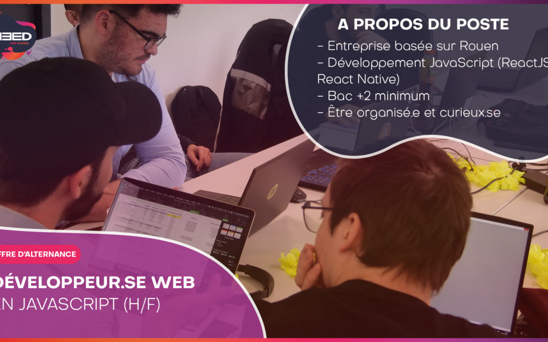 DEVELOPPEUR.SE WEB JAVASCRIPT EN ALTERNANCE – (H/F)